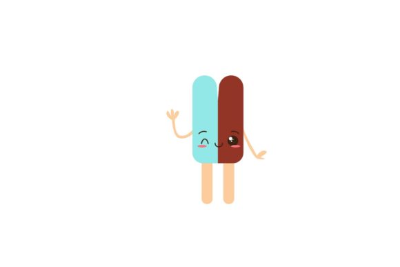 Kawaii Duo Ice Cream Stick Design Icon Graphics and Freebies Review