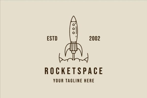 Rocket Space Line Art Simple Vintage Graphics and Freebies