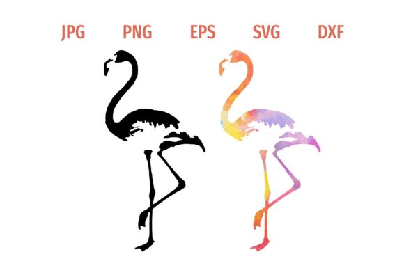 Watercolor Flamingo Pattern Silhouette Graphics Freebies